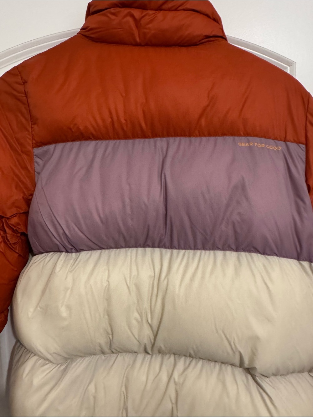 cotopaxi Colorblock Puffer Jacket in Rust, Lavender & Cream - Picture 3 of 9